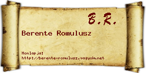 Berente Romulusz névjegykártya